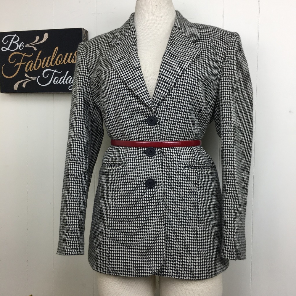 Larry Levine Black & White Houndstooth Blazer - Picture 2 of 8